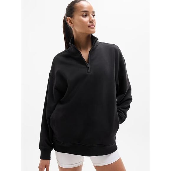 Athleta Tops - NWT Athleta Forever Fleece 1/4 Zip Sweatshirt Women's Medium Athleisure Minimal